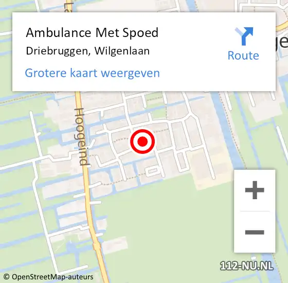 Locatie op kaart van de 112 melding: Ambulance Met Spoed Naar Driebruggen, Wilgenlaan op 10 september 2024 00:03