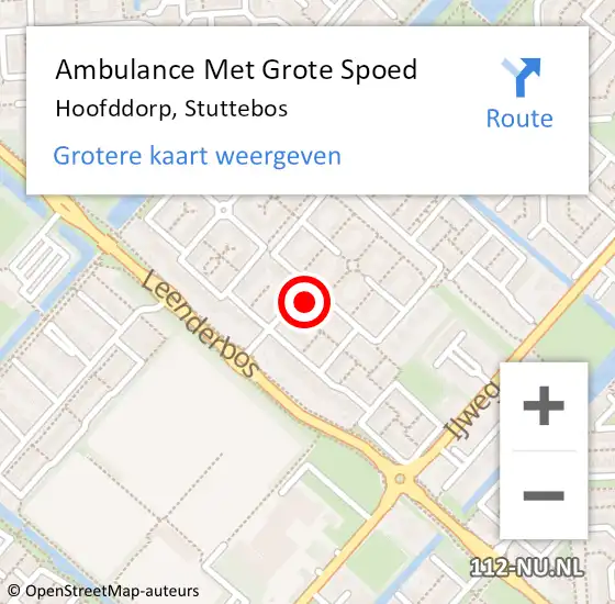 Locatie op kaart van de 112 melding: Ambulance Met Grote Spoed Naar Hoofddorp, Stuttebos op 10 september 2024 00:07