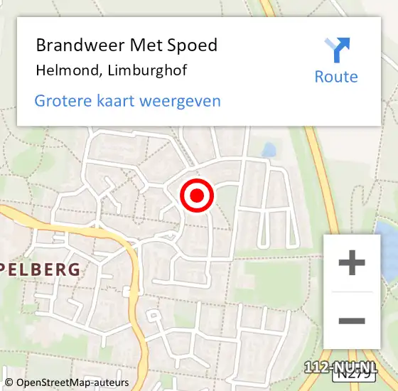 Locatie op kaart van de 112 melding: Brandweer Met Spoed Naar Helmond, Limburghof op 10 september 2024 00:21