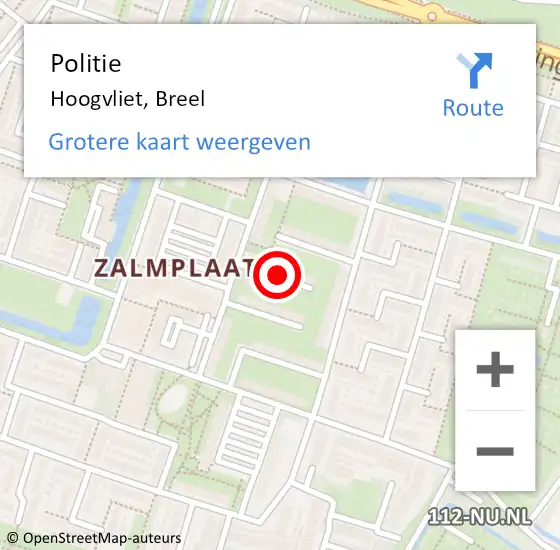 Locatie op kaart van de 112 melding: Politie Hoogvliet, Breel op 10 september 2024 00:31