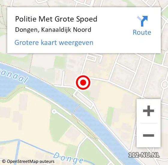 Locatie op kaart van de 112 melding: Politie Met Grote Spoed Naar Dongen, Kanaaldijk Noord op 10 september 2024 00:34