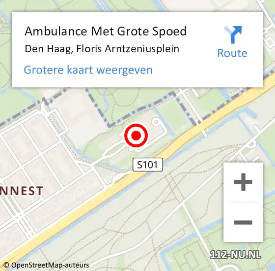 Locatie op kaart van de 112 melding: Ambulance Met Grote Spoed Naar Den Haag, Floris Arntzeniusplein op 10 september 2024 00:37