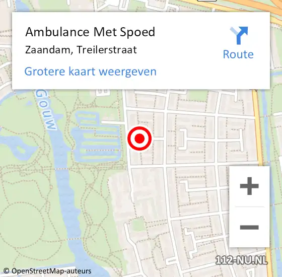 Locatie op kaart van de 112 melding: Ambulance Met Spoed Naar Zaandam, Treilerstraat op 10 september 2024 00:49