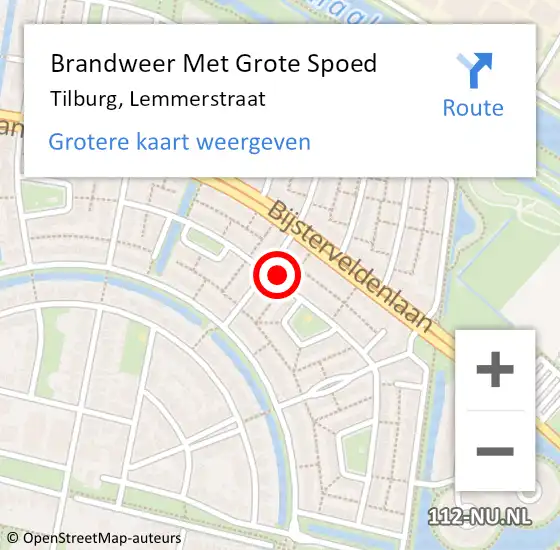 Locatie op kaart van de 112 melding: Brandweer Met Grote Spoed Naar Tilburg, Lemmerstraat op 10 september 2024 00:52