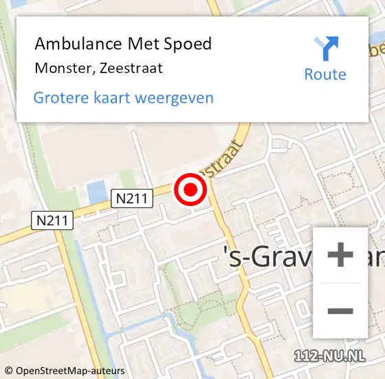 Locatie op kaart van de 112 melding: Ambulance Met Spoed Naar Monster, Zeestraat op 10 september 2024 01:04