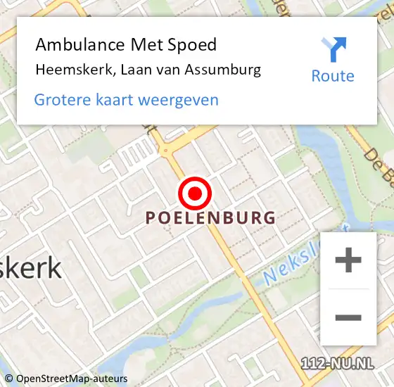 Locatie op kaart van de 112 melding: Ambulance Met Spoed Naar Heemskerk, Laan van Assumburg op 10 september 2024 01:10