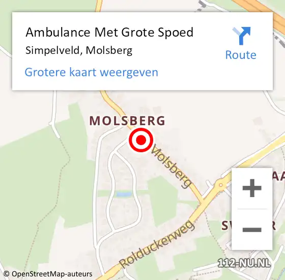 Locatie op kaart van de 112 melding: Ambulance Met Grote Spoed Naar Simpelveld, Molsberg op 19 oktober 2014 15:24