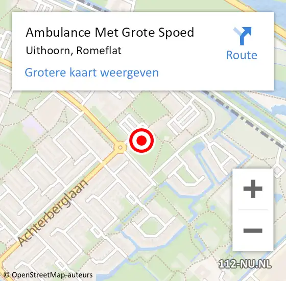 Locatie op kaart van de 112 melding: Ambulance Met Grote Spoed Naar Uithoorn, Romeflat op 10 september 2024 02:12