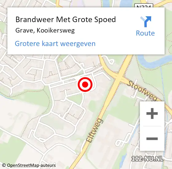 Locatie op kaart van de 112 melding: Brandweer Met Grote Spoed Naar Grave, Kooikersweg op 10 september 2024 03:23