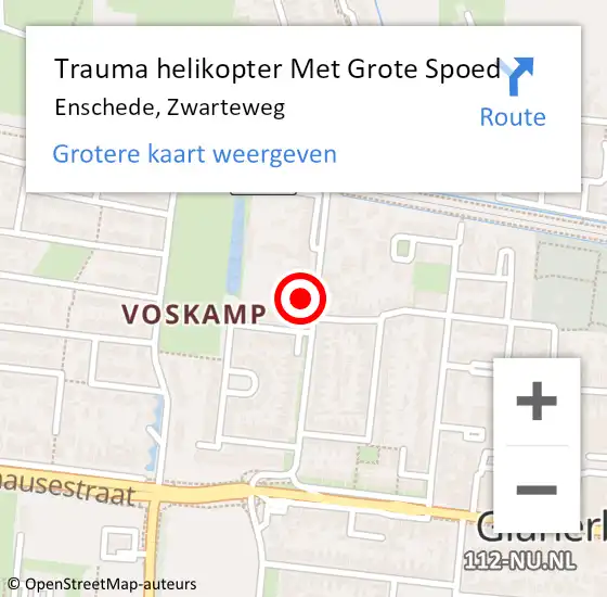 Locatie op kaart van de 112 melding: Trauma helikopter Met Grote Spoed Naar Enschede, Zwarteweg op 10 september 2024 03:30