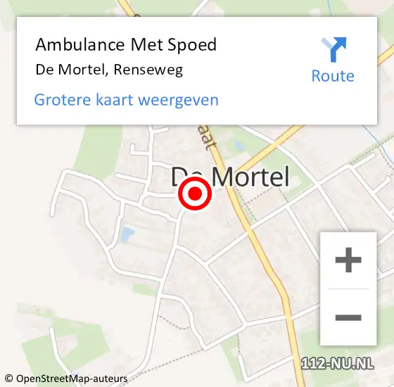 Locatie op kaart van de 112 melding: Ambulance Met Spoed Naar De Mortel, Renseweg op 19 oktober 2014 15:32