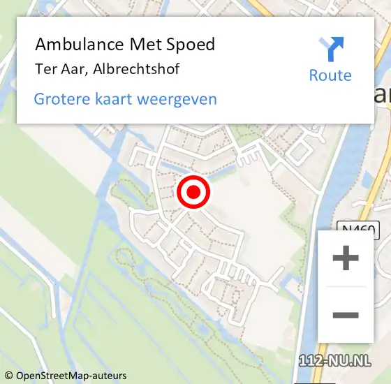 Locatie op kaart van de 112 melding: Ambulance Met Spoed Naar Ter Aar, Albrechtshof op 19 oktober 2014 15:42