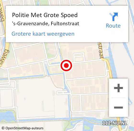 Locatie op kaart van de 112 melding: Politie Met Grote Spoed Naar 's-Gravenzande, Fultonstraat op 10 september 2024 06:58