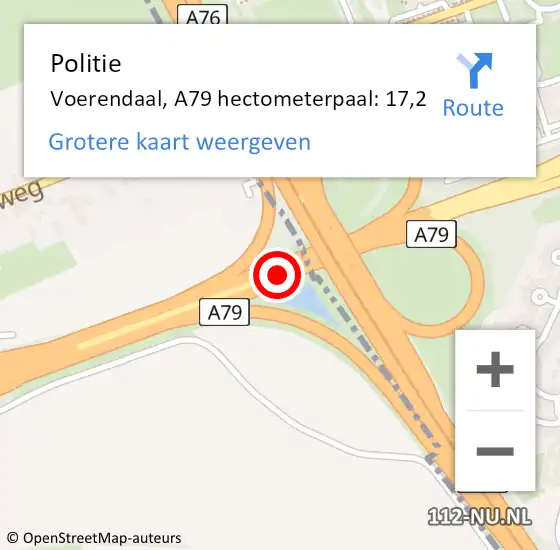 Locatie op kaart van de 112 melding: Politie Voerendaal, A79 hectometerpaal: 17,2 op 10 september 2024 07:05