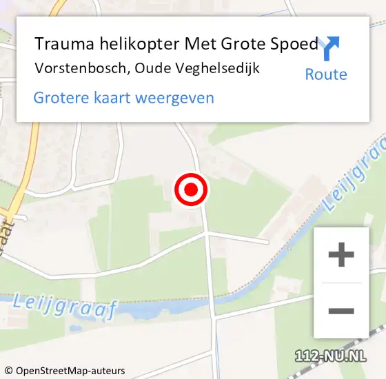 Locatie op kaart van de 112 melding: Trauma helikopter Met Grote Spoed Naar Vorstenbosch, Oude Veghelsedijk op 10 september 2024 07:36