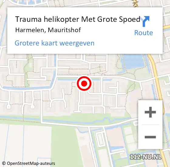 Locatie op kaart van de 112 melding: Trauma helikopter Met Grote Spoed Naar Harmelen, Mauritshof op 10 september 2024 07:42