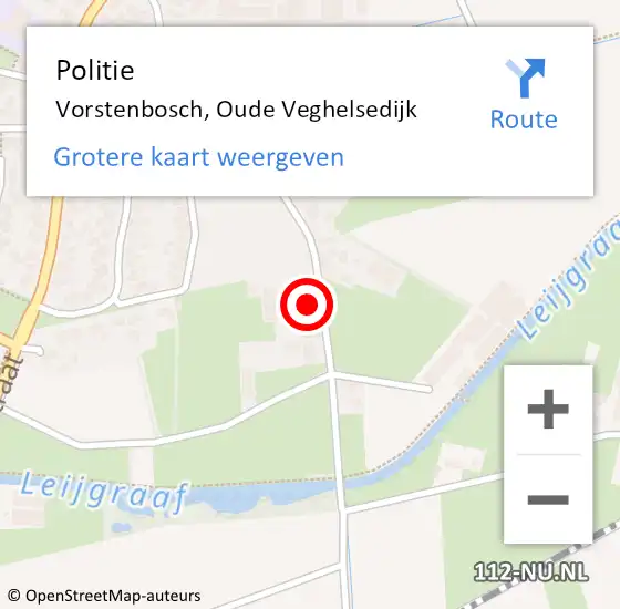 Locatie op kaart van de 112 melding: Politie Vorstenbosch, Oude Veghelsedijk op 10 september 2024 07:46