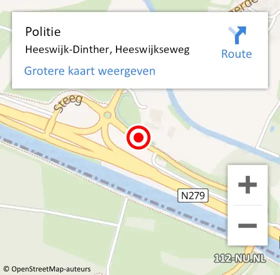 Locatie op kaart van de 112 melding: Politie Heeswijk-Dinther, Heeswijkseweg op 19 oktober 2014 15:46