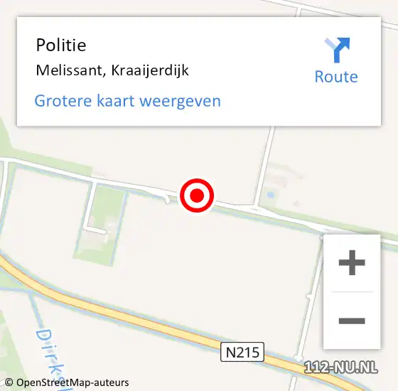 Locatie op kaart van de 112 melding: Politie Melissant, Kraaijerdijk op 10 september 2024 08:13