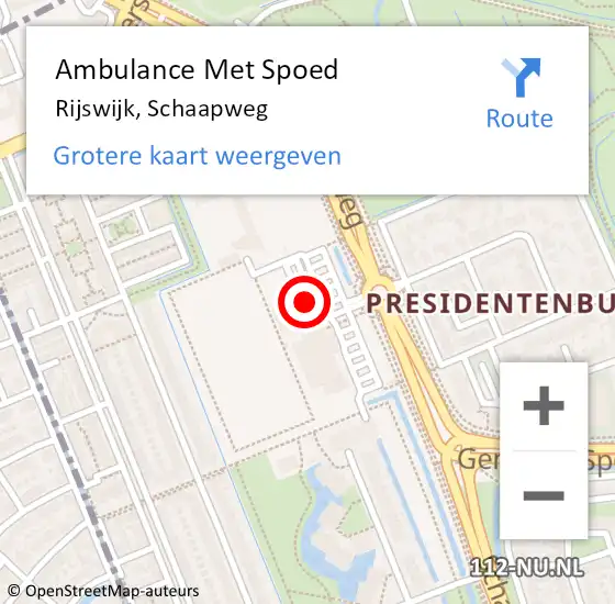 Locatie op kaart van de 112 melding: Ambulance Met Spoed Naar Rijswijk, Schaapweg op 10 september 2024 08:28