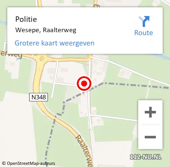 Locatie op kaart van de 112 melding: Politie Wesepe, Raalterweg op 10 september 2024 08:28