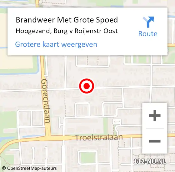 Locatie op kaart van de 112 melding: Brandweer Met Grote Spoed Naar Hoogezand, Burg v Roijenstr Oost op 10 september 2024 08:58