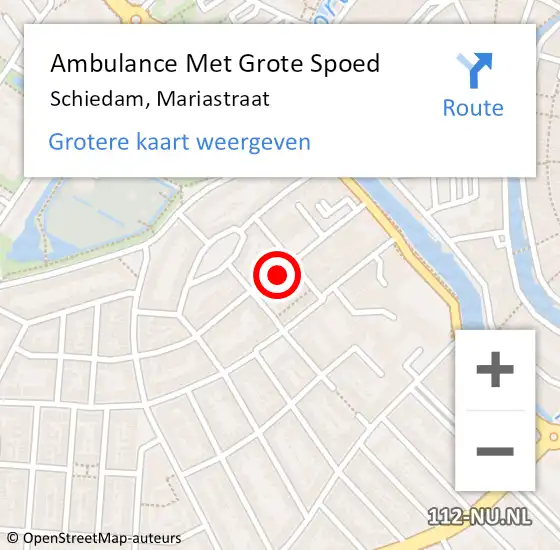 Locatie op kaart van de 112 melding: Ambulance Met Grote Spoed Naar Schiedam, Mariastraat op 10 september 2024 09:02