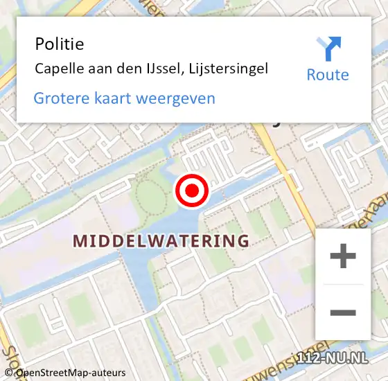 Locatie op kaart van de 112 melding: Politie Capelle aan den IJssel, Lijstersingel op 10 september 2024 09:05