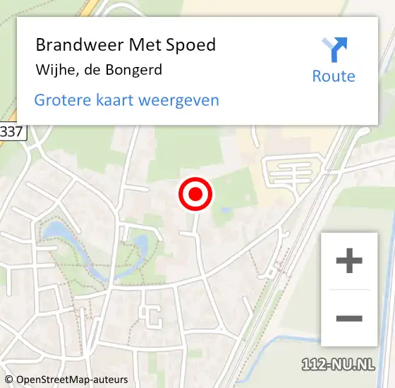 Locatie op kaart van de 112 melding: Brandweer Met Spoed Naar Wijhe, de Bongerd op 10 september 2024 09:10