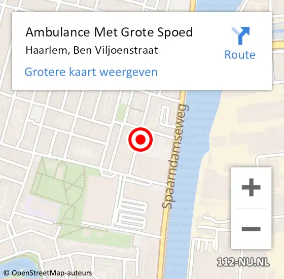 Locatie op kaart van de 112 melding: Ambulance Met Grote Spoed Naar Haarlem, Ben Viljoenstraat op 10 september 2024 09:17