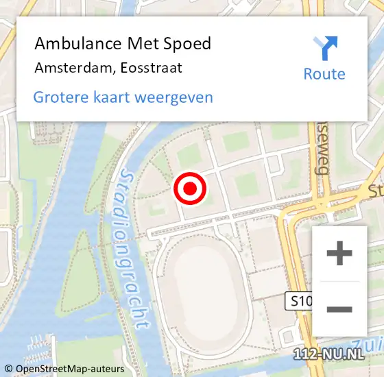 Locatie op kaart van de 112 melding: Ambulance Met Spoed Naar Amsterdam, Eosstraat op 10 september 2024 09:25