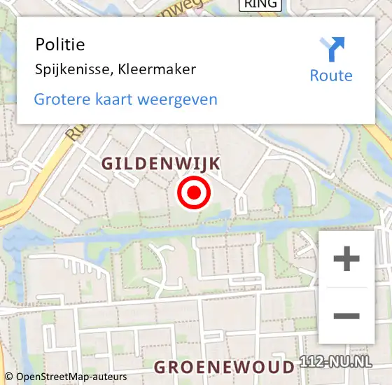 Locatie op kaart van de 112 melding: Politie Spijkenisse, Kleermaker op 10 september 2024 09:30