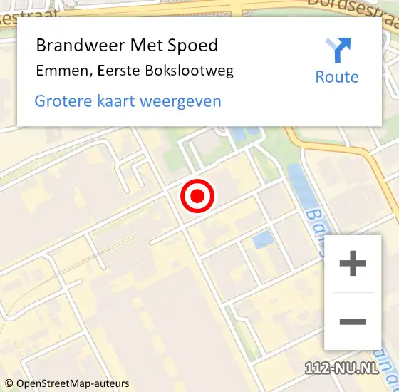 Locatie op kaart van de 112 melding: Brandweer Met Spoed Naar Emmen, Eerste Bokslootweg op 10 september 2024 09:34