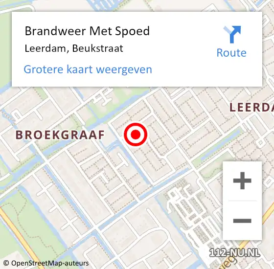 Locatie op kaart van de 112 melding: Brandweer Met Spoed Naar Leerdam, Beukstraat op 10 september 2024 09:38