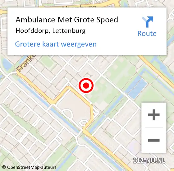 Locatie op kaart van de 112 melding: Ambulance Met Grote Spoed Naar Hoofddorp, Lettenburg op 10 september 2024 09:58