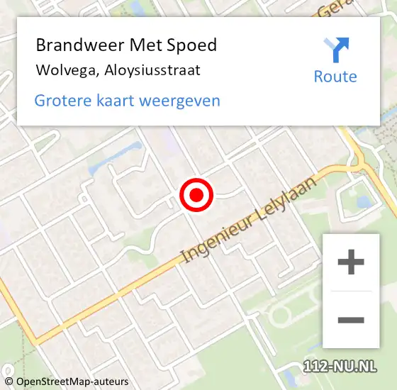 Locatie op kaart van de 112 melding: Brandweer Met Spoed Naar Wolvega, Aloysiusstraat op 10 september 2024 10:00