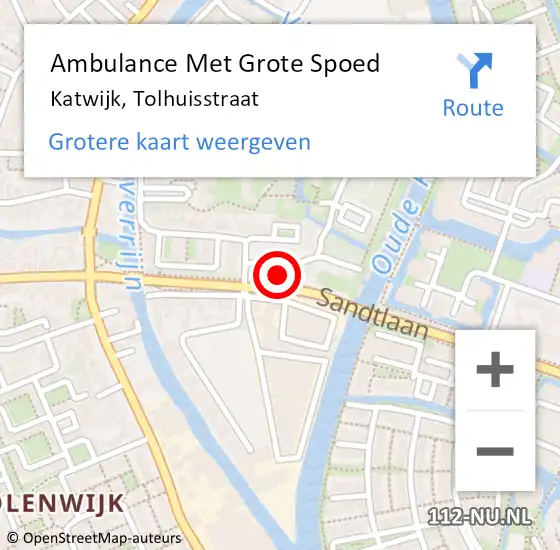 Locatie op kaart van de 112 melding: Ambulance Met Grote Spoed Naar Katwijk, Tolhuisstraat op 10 september 2024 10:08