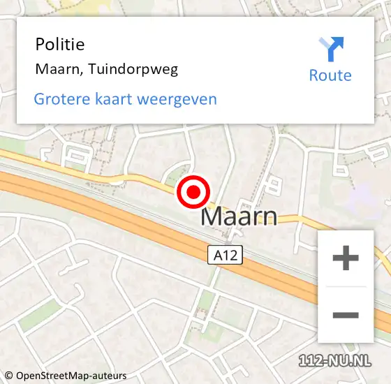 Locatie op kaart van de 112 melding: Politie Maarn, Tuindorpweg op 10 september 2024 10:13