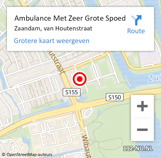 Locatie op kaart van de 112 melding: Ambulance Met Zeer Grote Spoed Naar Zaandam, van Houtenstraat op 10 september 2024 10:23