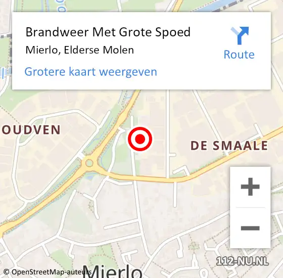 Locatie op kaart van de 112 melding: Brandweer Met Grote Spoed Naar Mierlo, Elderse Molen op 10 september 2024 10:28