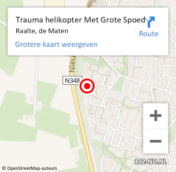 Locatie op kaart van de 112 melding: Trauma helikopter Met Grote Spoed Naar Raalte, de Maten op 10 september 2024 10:30