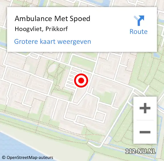 Locatie op kaart van de 112 melding: Ambulance Met Spoed Naar Hoogvliet, Prikkorf op 10 september 2024 10:30