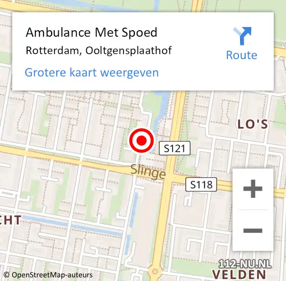 Locatie op kaart van de 112 melding: Ambulance Met Spoed Naar Rotterdam, Ooltgensplaathof op 10 september 2024 10:33