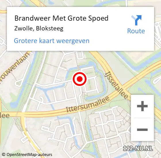 Locatie op kaart van de 112 melding: Brandweer Met Grote Spoed Naar Zwolle, Bloksteeg op 18 oktober 2013 07:50