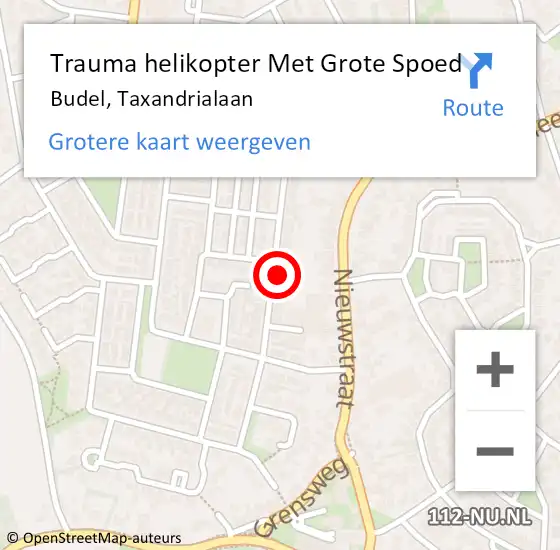 Locatie op kaart van de 112 melding: Trauma helikopter Met Grote Spoed Naar Budel, Taxandrialaan op 10 september 2024 10:59