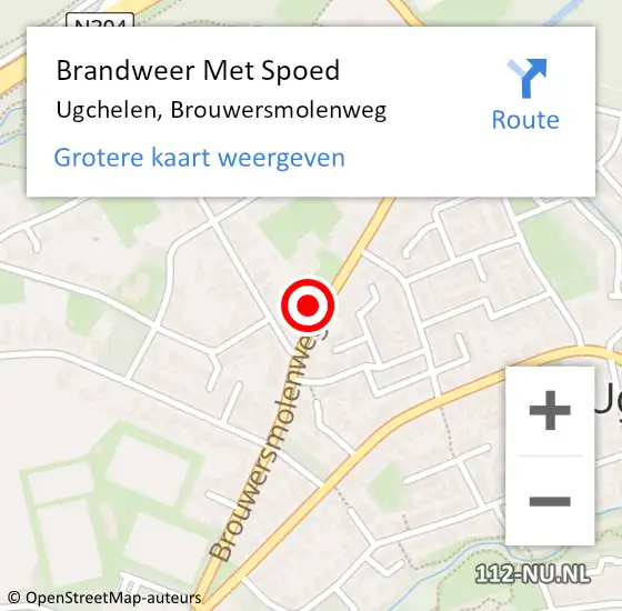 Locatie op kaart van de 112 melding: Brandweer Met Spoed Naar Ugchelen, Brouwersmolenweg op 10 september 2024 11:04