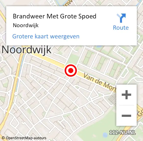 Locatie op kaart van de 112 melding: Brandweer Met Grote Spoed Naar Noordwijk op 10 september 2024 11:07