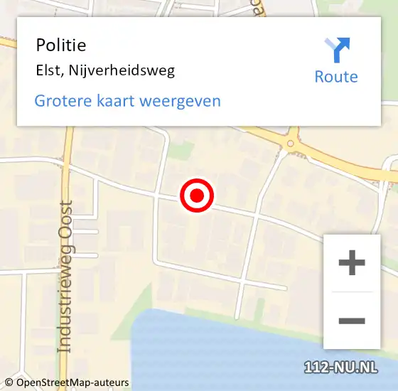 Locatie op kaart van de 112 melding: Politie Elst, Nijverheidsweg op 10 september 2024 11:34