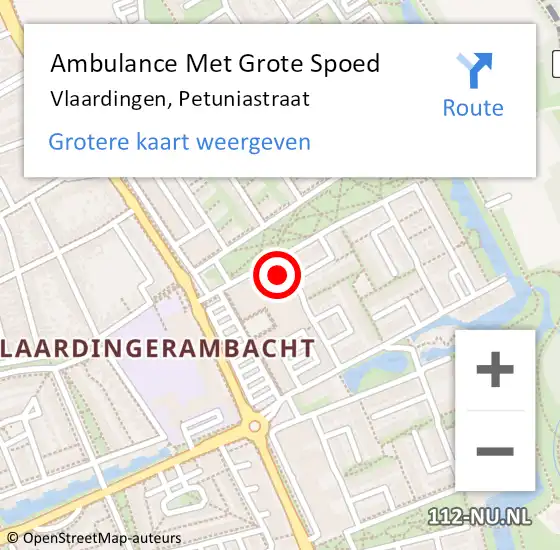 Locatie op kaart van de 112 melding: Ambulance Met Grote Spoed Naar Vlaardingen, Petuniastraat op 10 september 2024 11:36