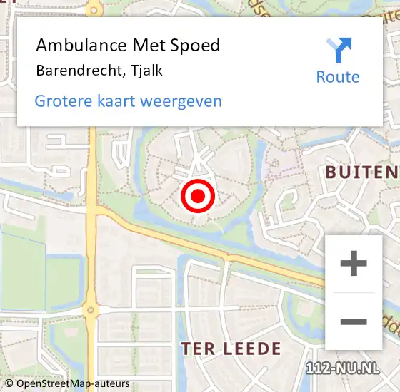 Locatie op kaart van de 112 melding: Ambulance Met Spoed Naar Barendrecht, Tjalk op 10 september 2024 11:37